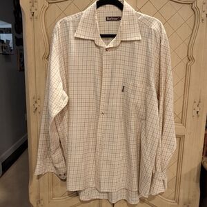 Barbour Men's Size XXL Beige Red & Blue Plaid Shirt Long Sleeves